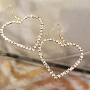 3/$30 ♥️ Rhinestone Heart Dangking Earrings New